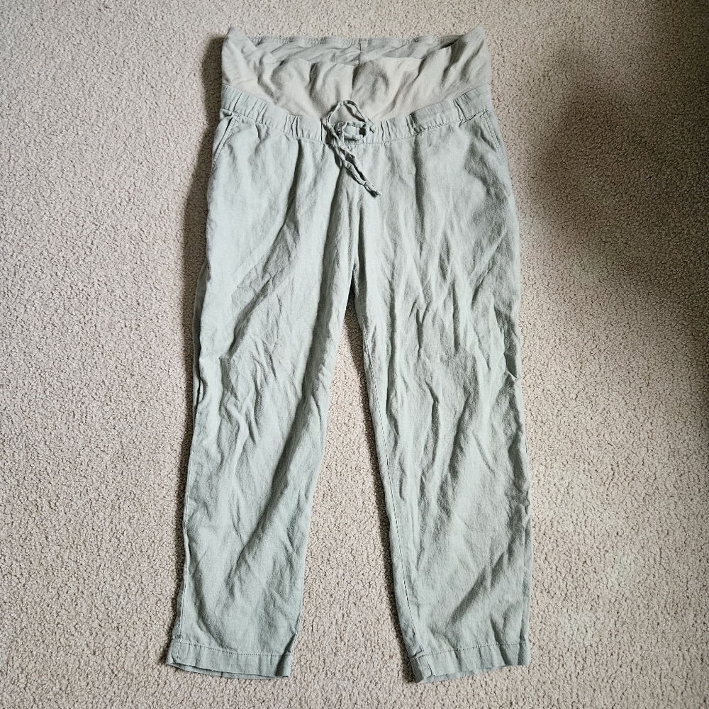 H&M Sage Green Maternity Cropped Pants with Drawstring